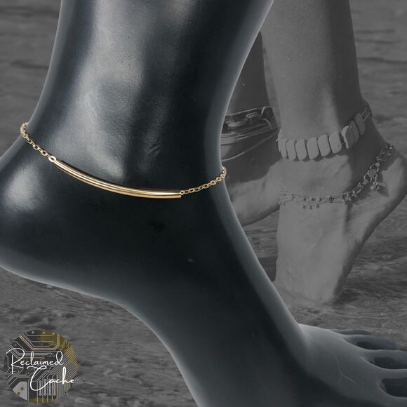 Gold Sliding Bar Charm Anklet - Picture 1 of 4